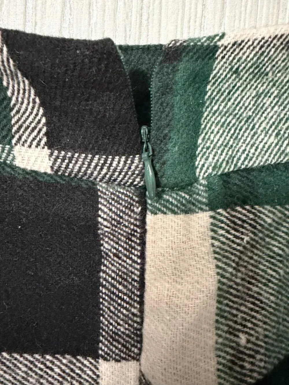 Green Black Plaid Maxi Skirt A-Line Flare Pockets